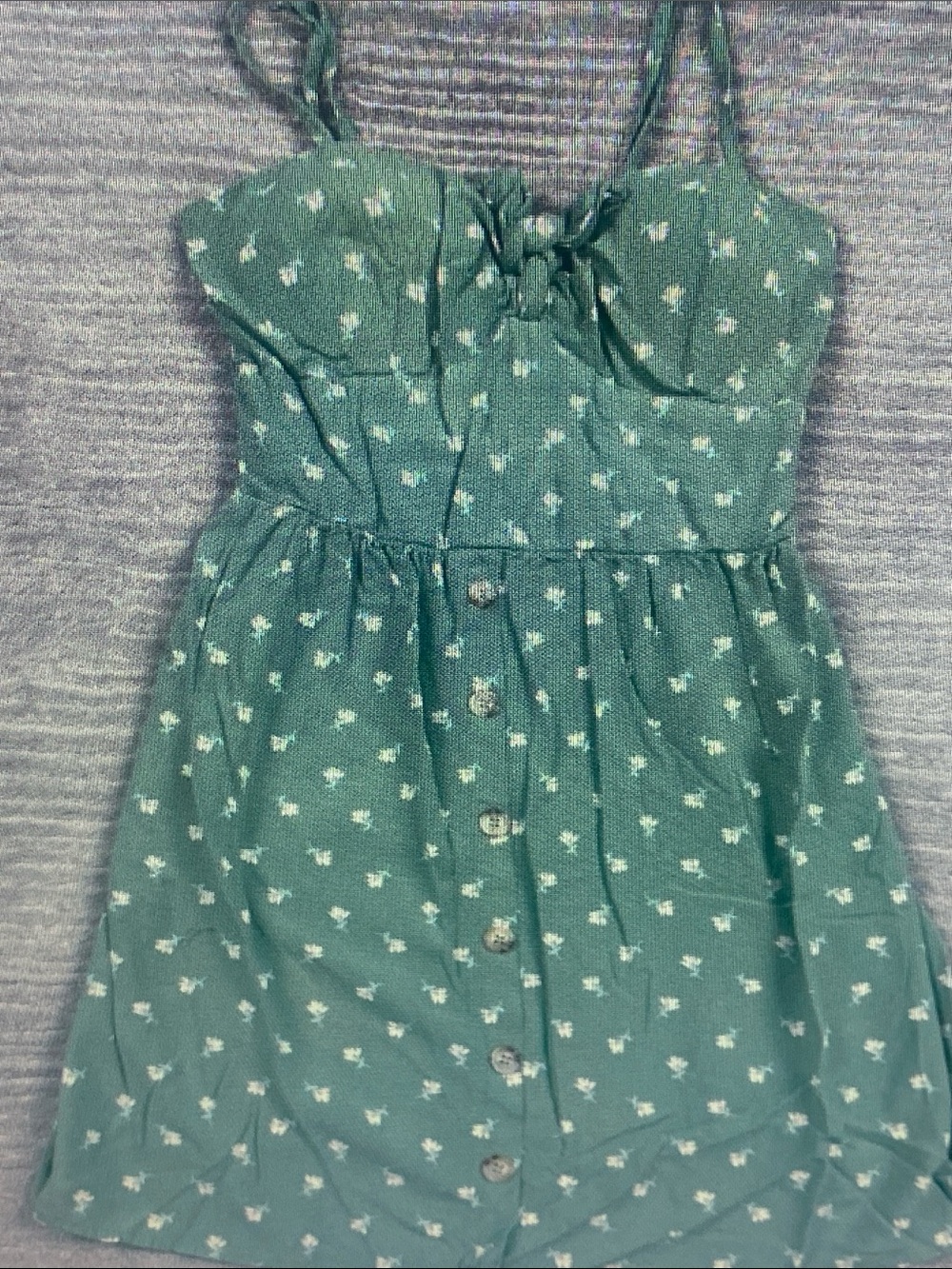 AUW Green Floral Button-Down Sundress
